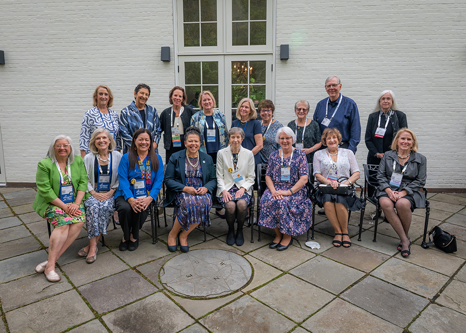 The Grécourt Society Award winning Class of 1976 at TGS reception during Reunion 2026.  Isla Grant, PGC for '76 seated next to President Sarah Willie-LeBreton. Photo:  Jessica Scranton